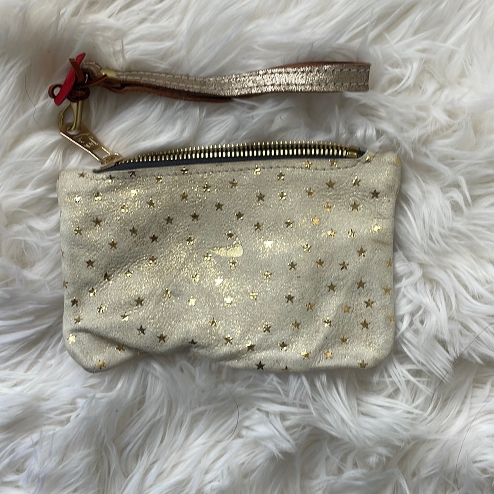 Lil white and gold leather wallet